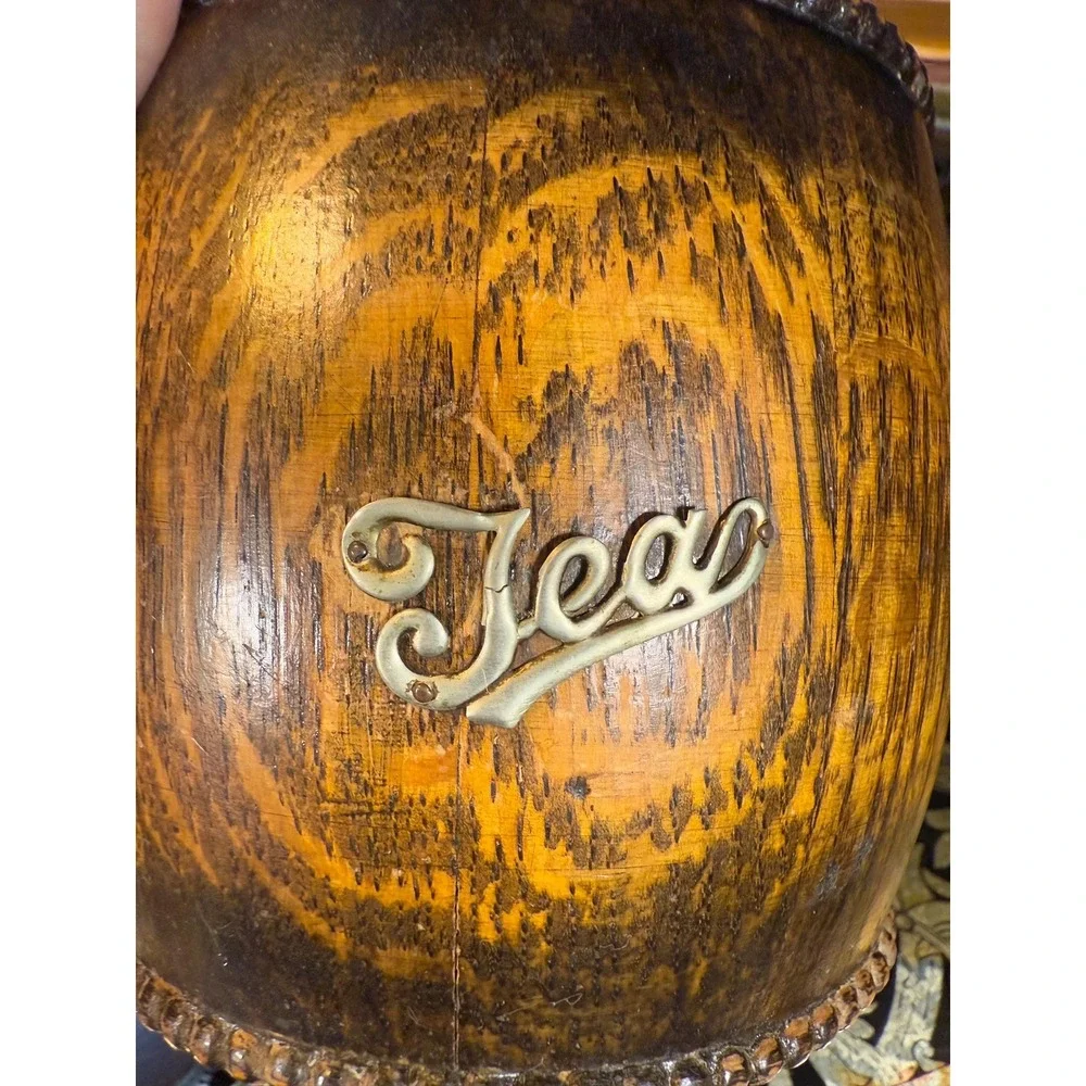 Vintage Wood Tea‎ Caddy with Lid and Metal Liner – 5